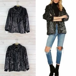 BLANKNYC Silver Studded Sequin Bomber Jacket New